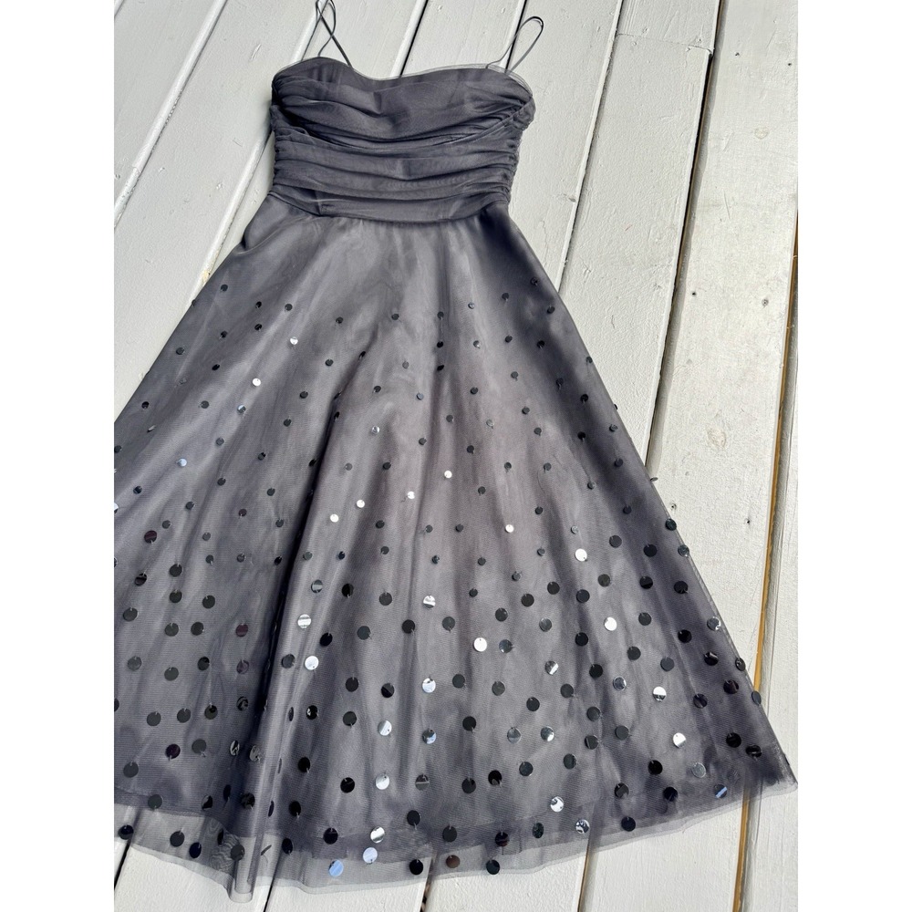 Jessica Howard Vintage 2000s Women Spaghetti Strap Tulle Prom Lace Dark Dress‎ 8 - Picture 5 of 8